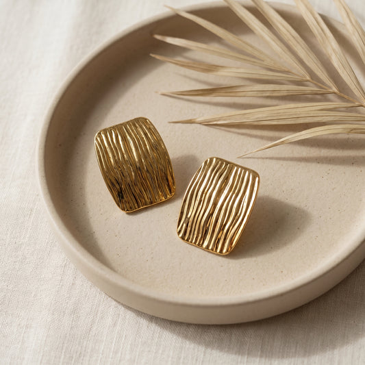 Textured Gold Statement Studs