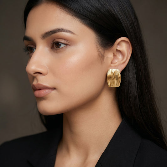 Textured Gold Statement Studs