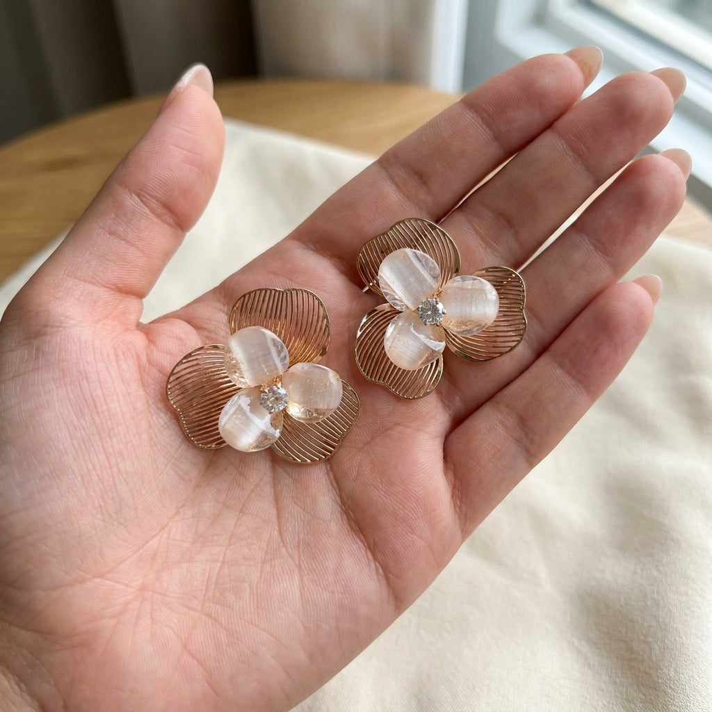 Camellia Bloom Stud Earrings