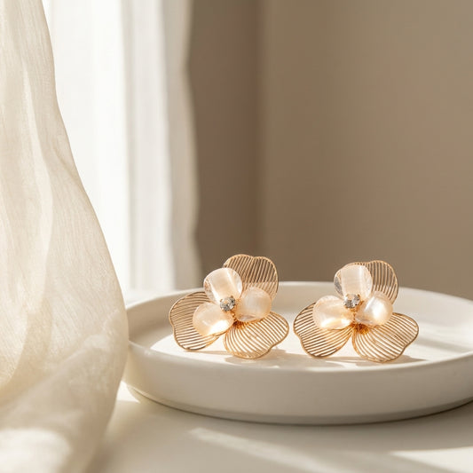 Camellia Bloom Stud Earrings