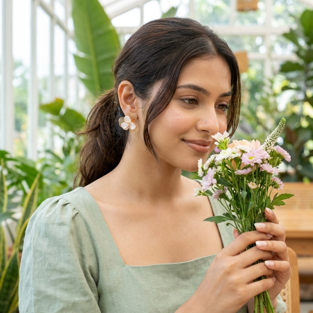 Camellia Bloom Stud Earrings