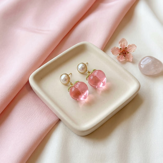 Blush Peach Pearl Drop Earrings