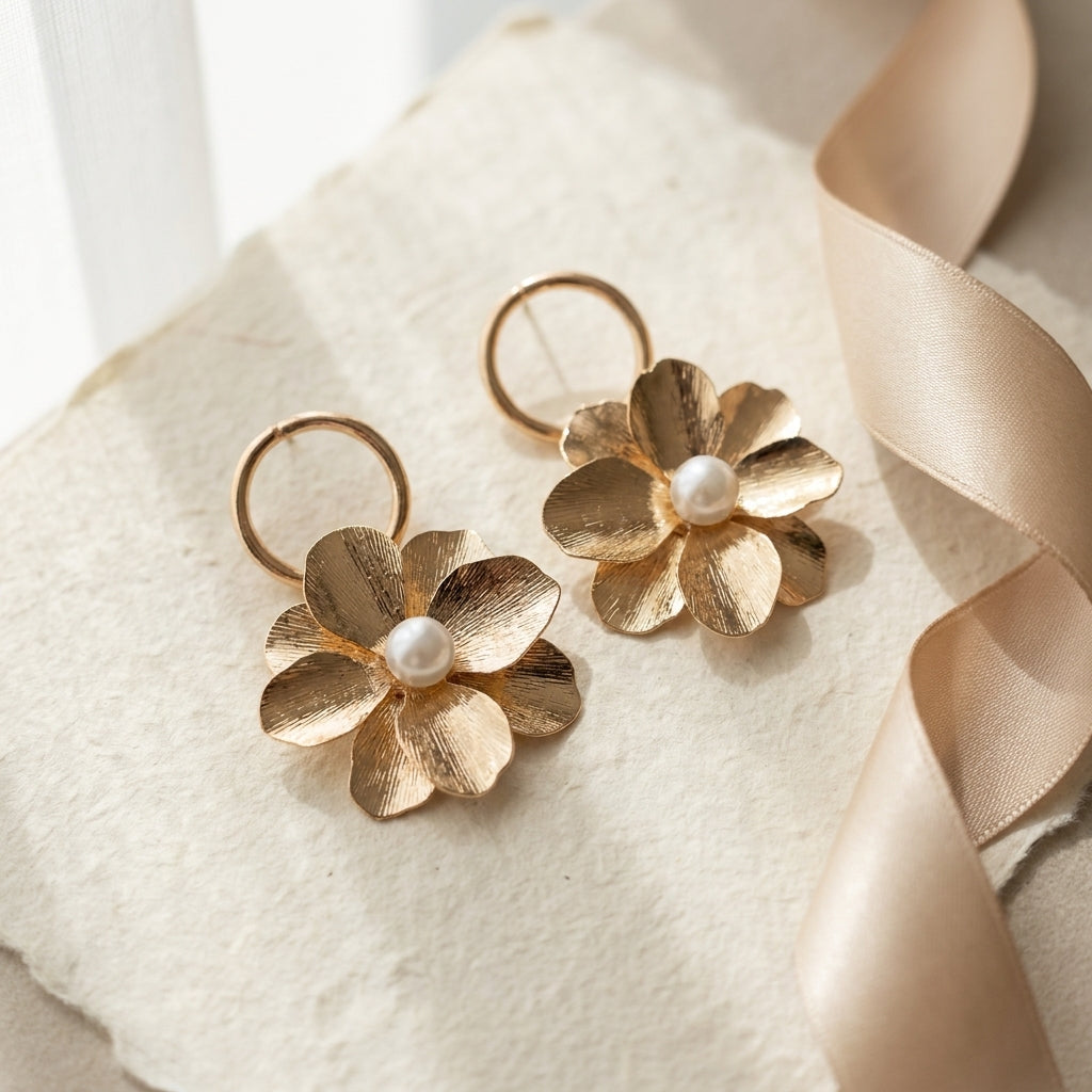 Pearl Bloom Hoop Earrings