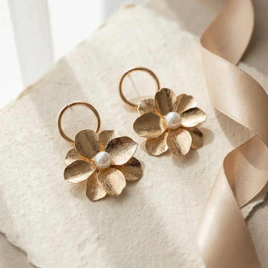 Pearl Bloom Hoop Earrings