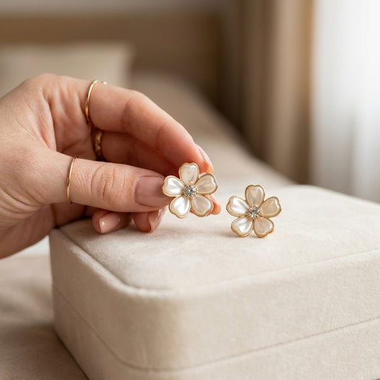 Ivory Blossom Stud Earrings