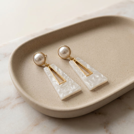 Pearl Frame Drop Earrings