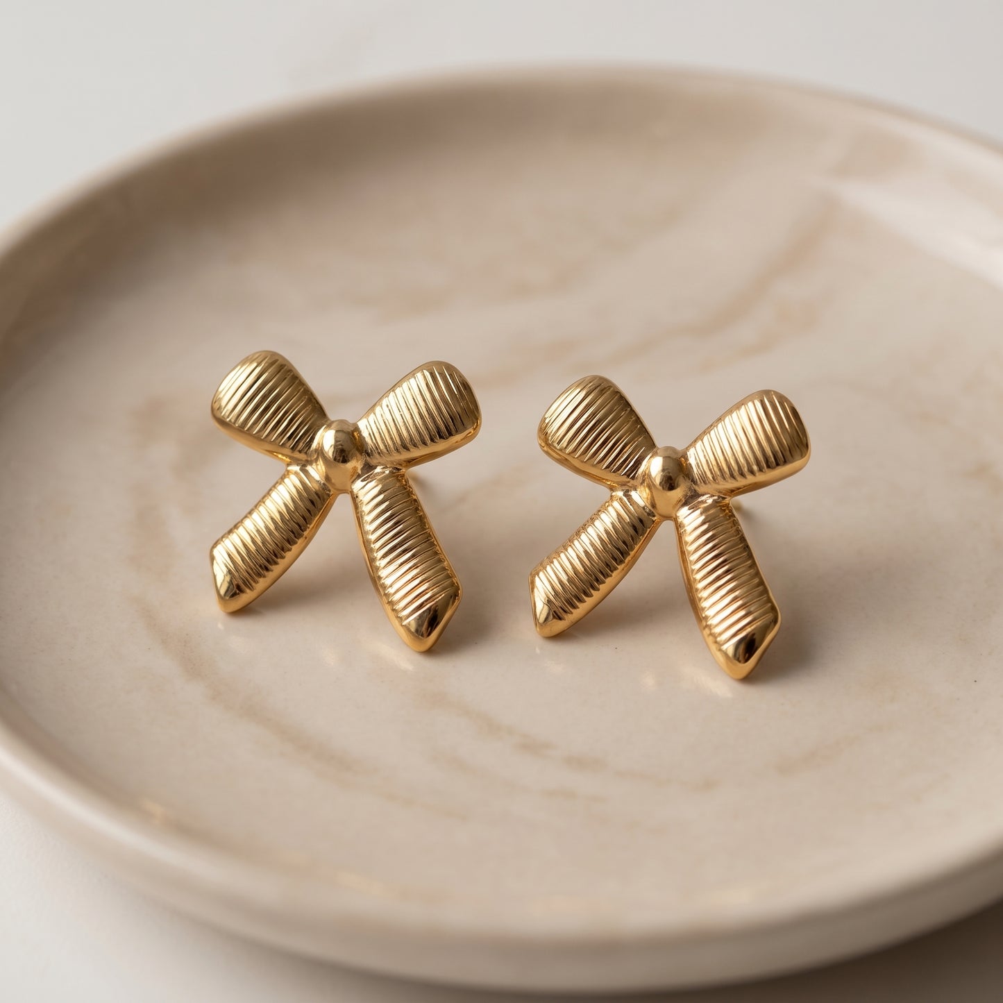 Golden Bow Textured Studs