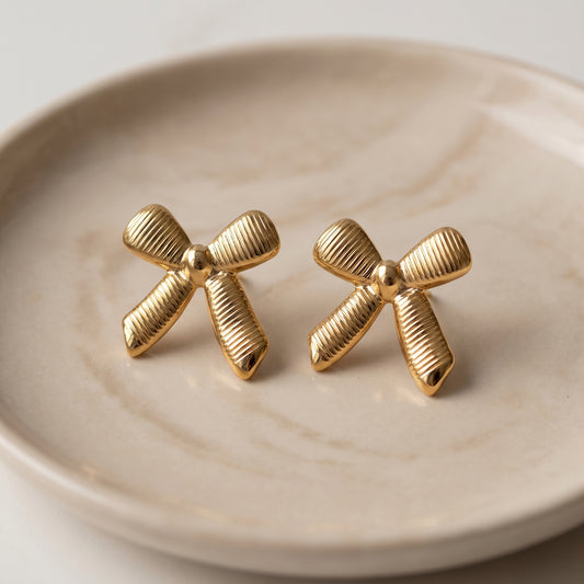 Golden Bow Textured Studs