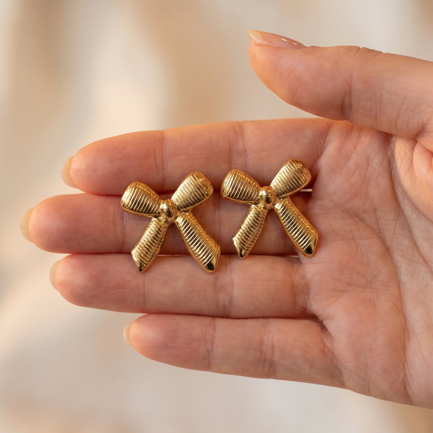 Golden Bow Textured Studs