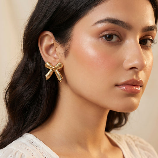 Golden Bow Textured Studs