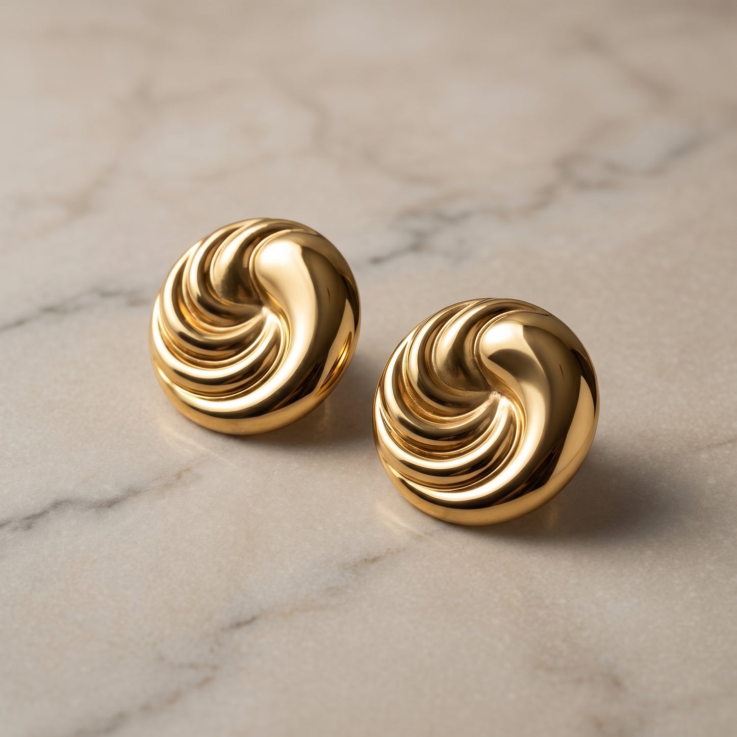 Molten Spiral Gold Studs