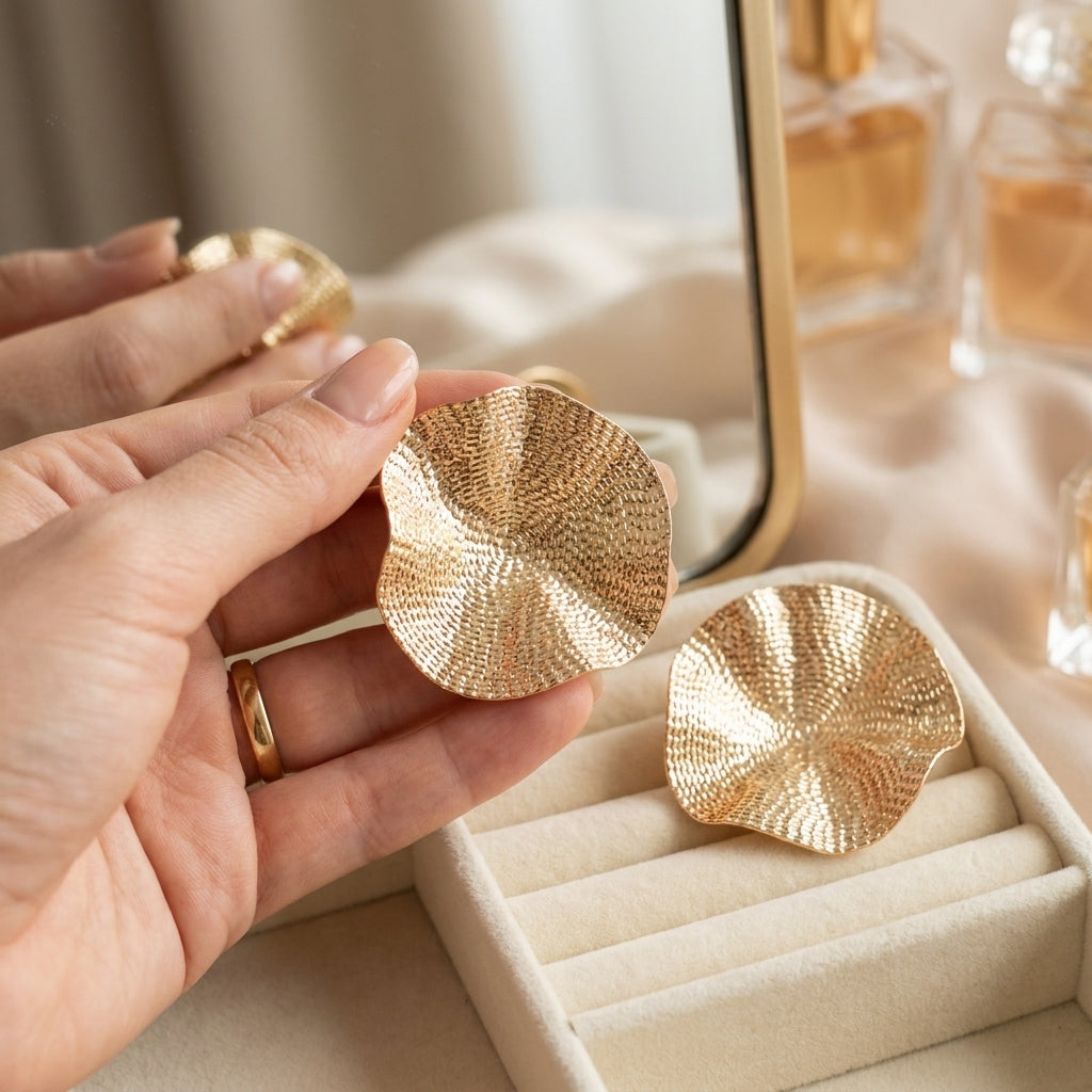 Textured Disc Stud Earrings