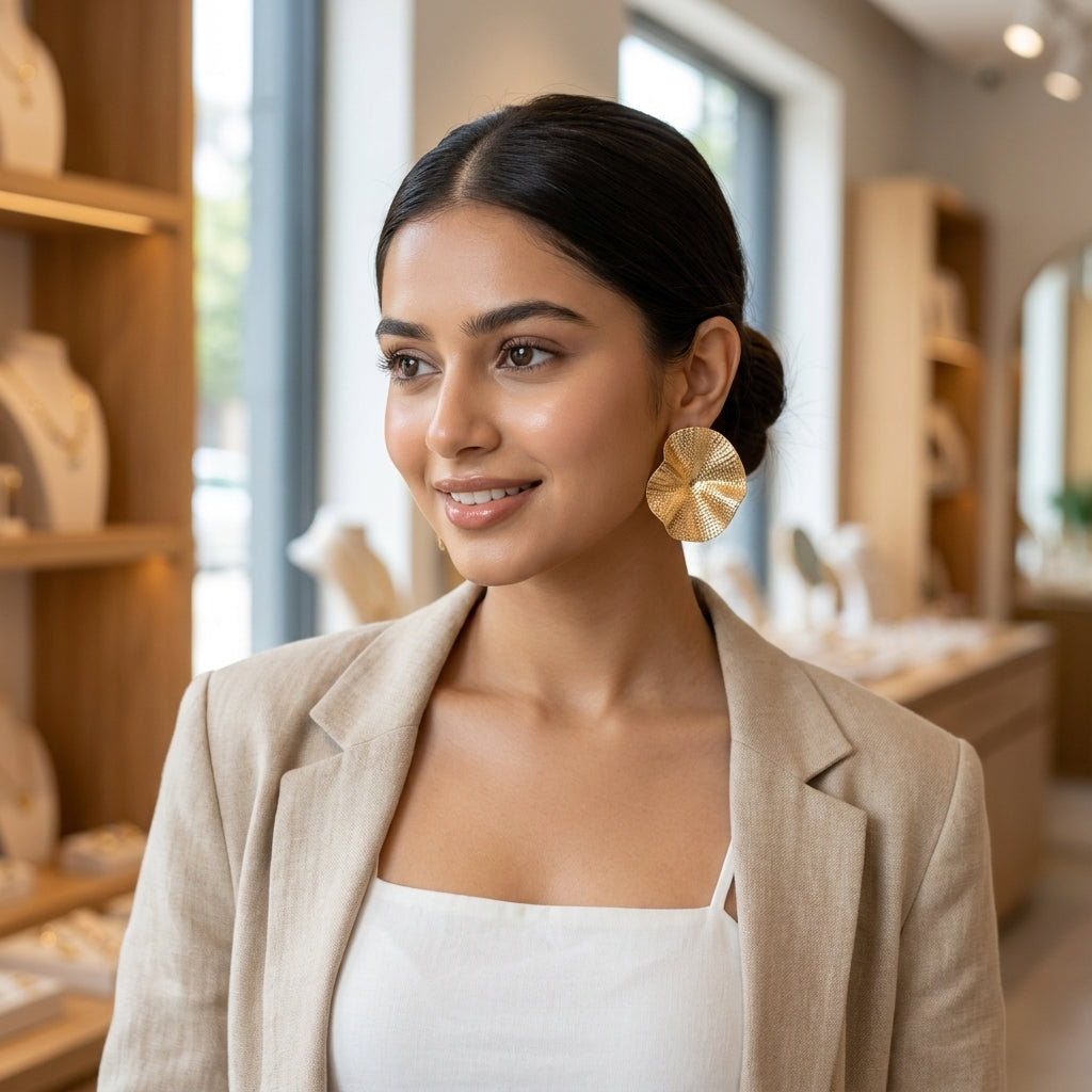 Textured Disc Stud Earrings
