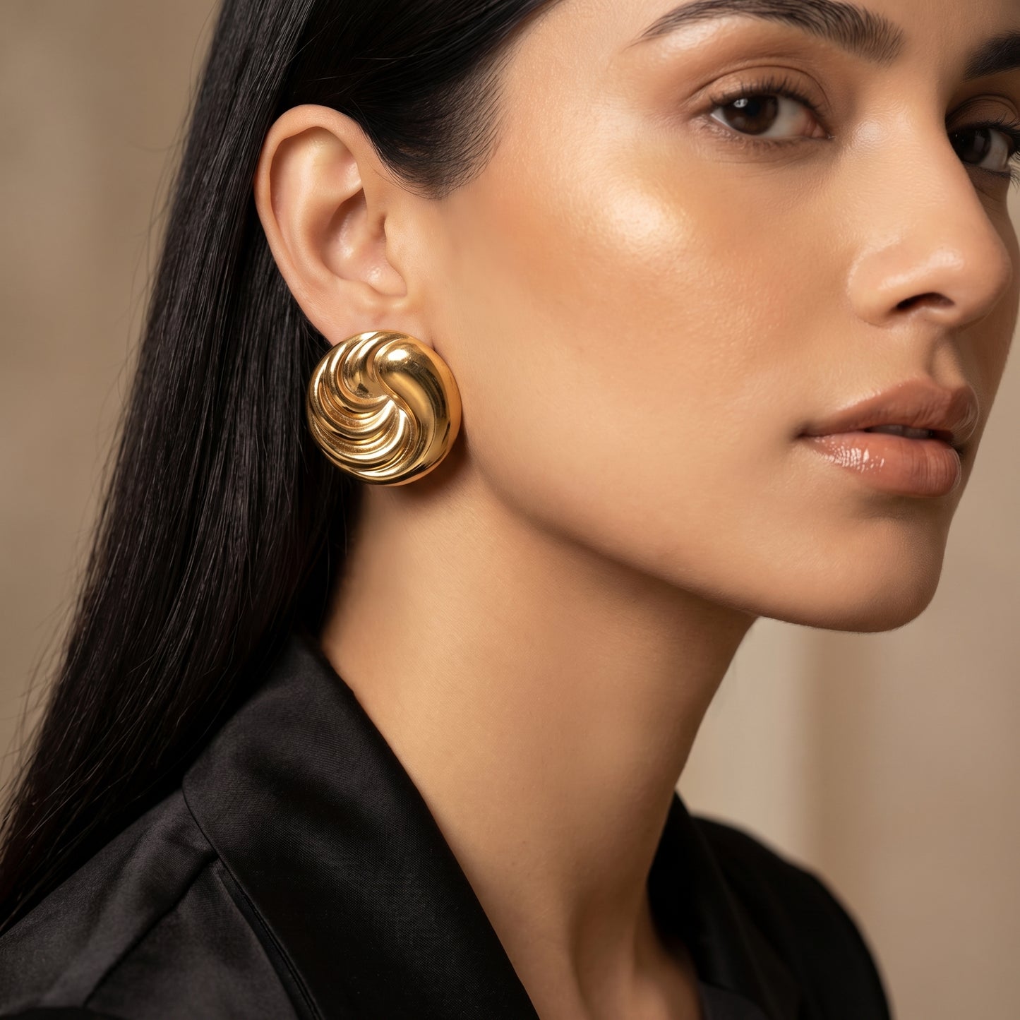 Molten Spiral Gold Studs