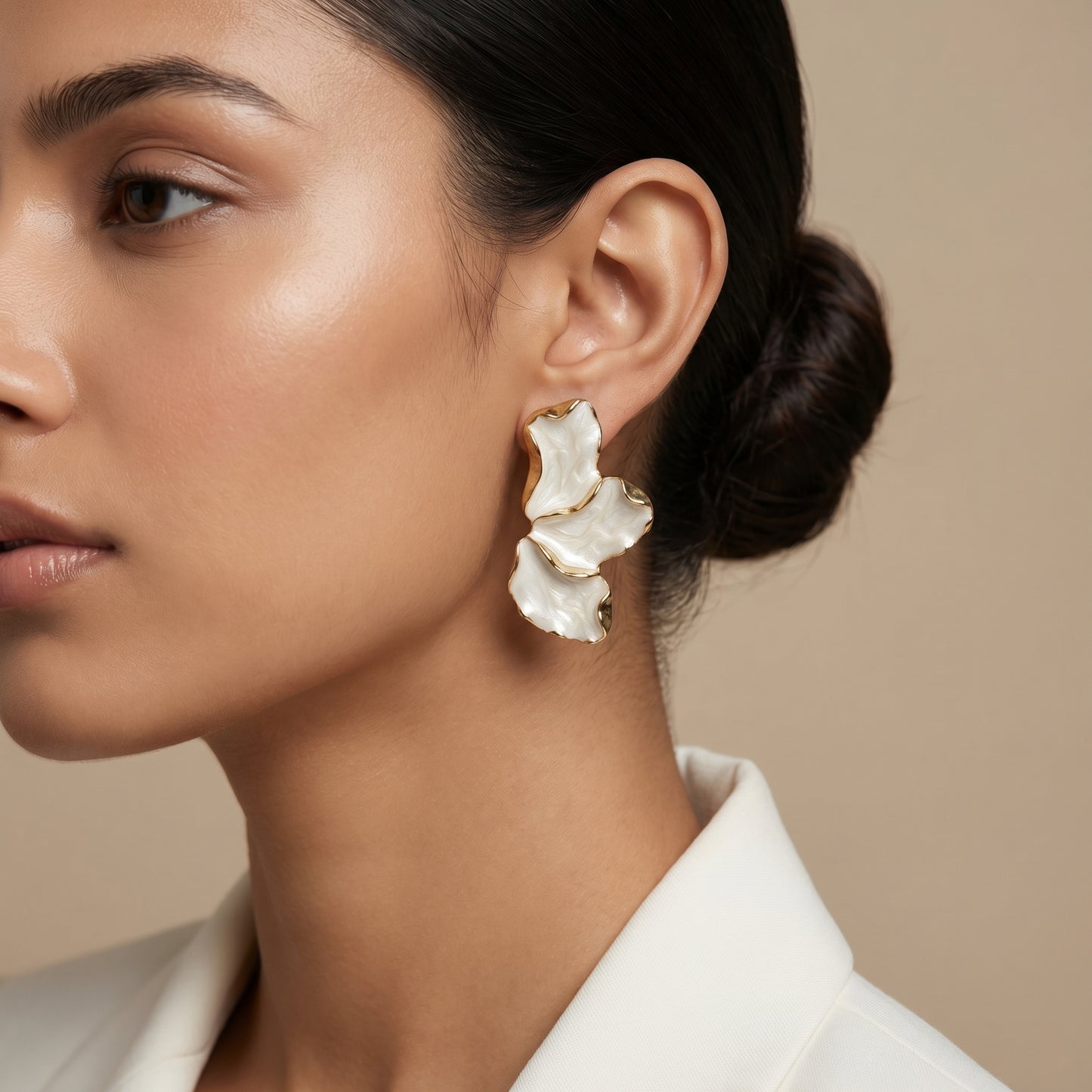 Ivory Petal Sculpt Earrings