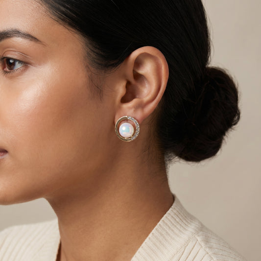 Halo Pearl Crystal Studs