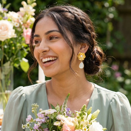 Pearl Petal Drop Earrings