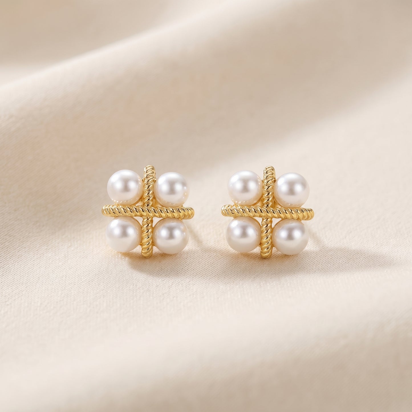 Pearl Grid Luxe Studs