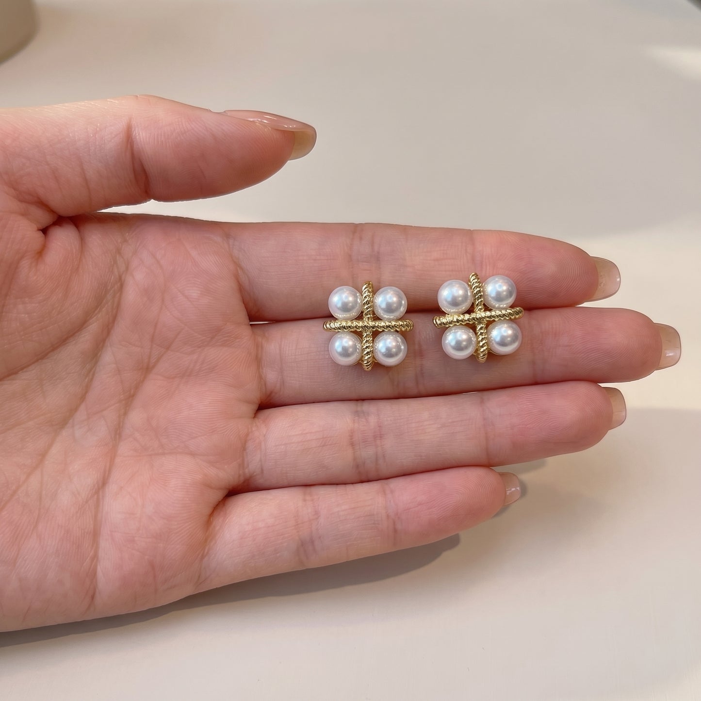 Pearl Grid Luxe Studs