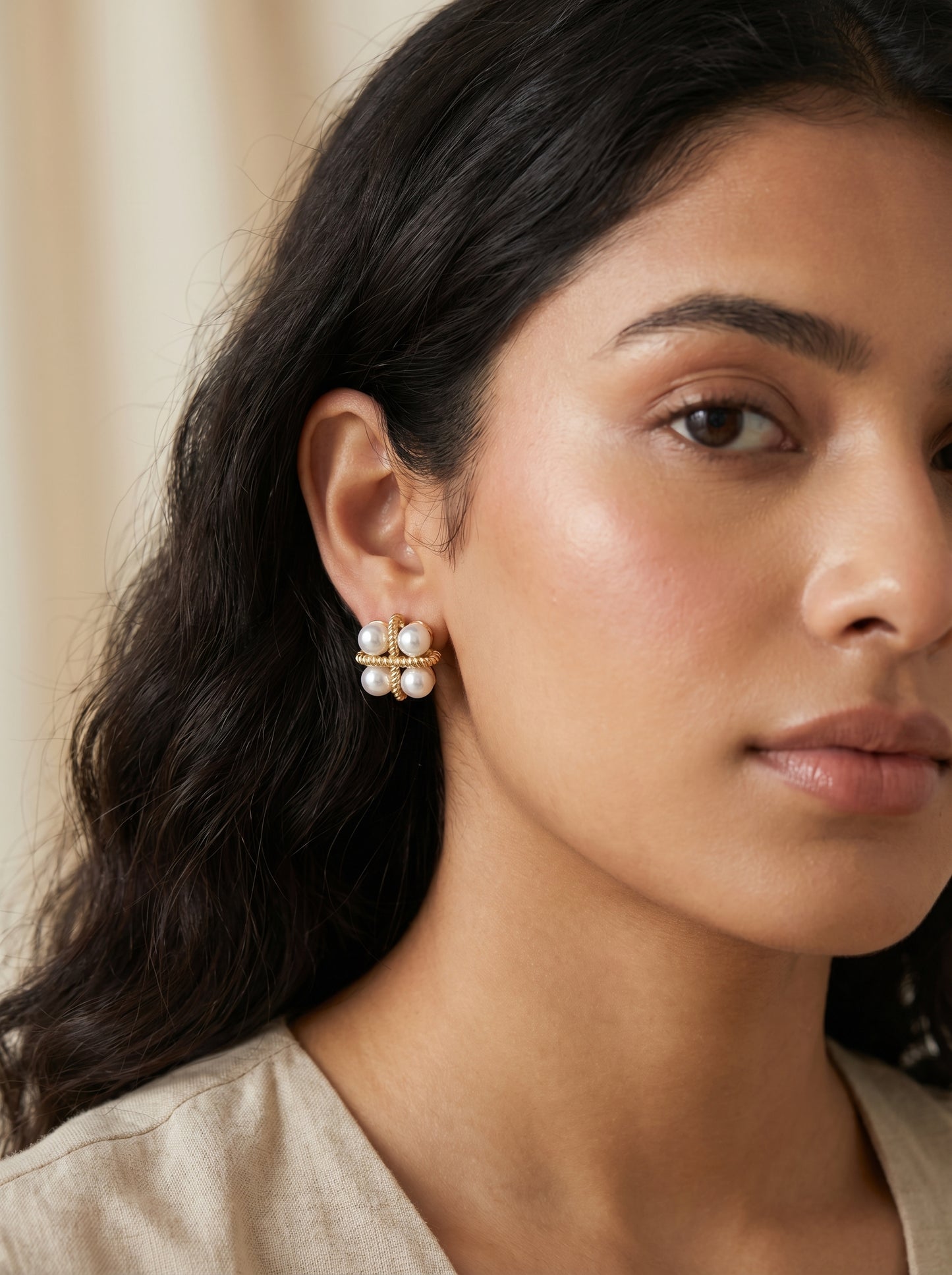 Pearl Grid Luxe Studs
