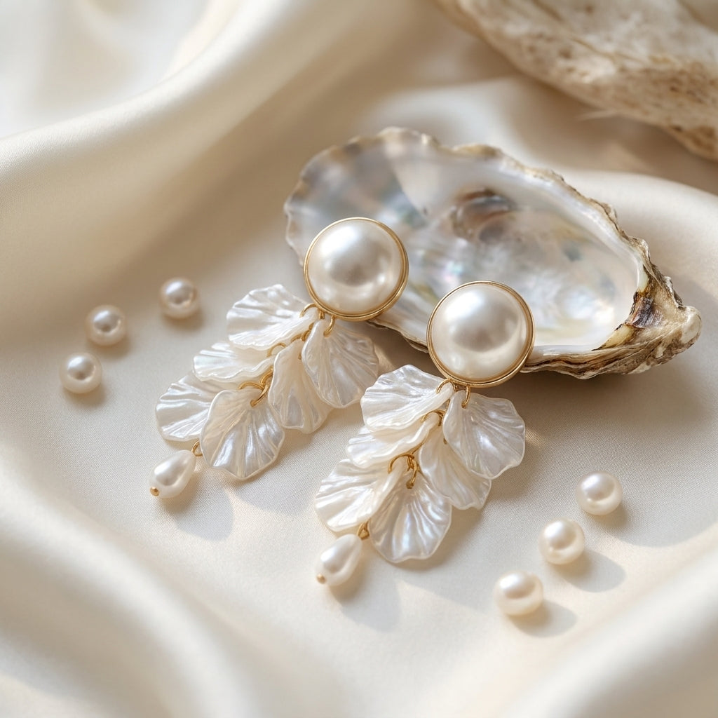 Pearl Petal Cascade Earrings