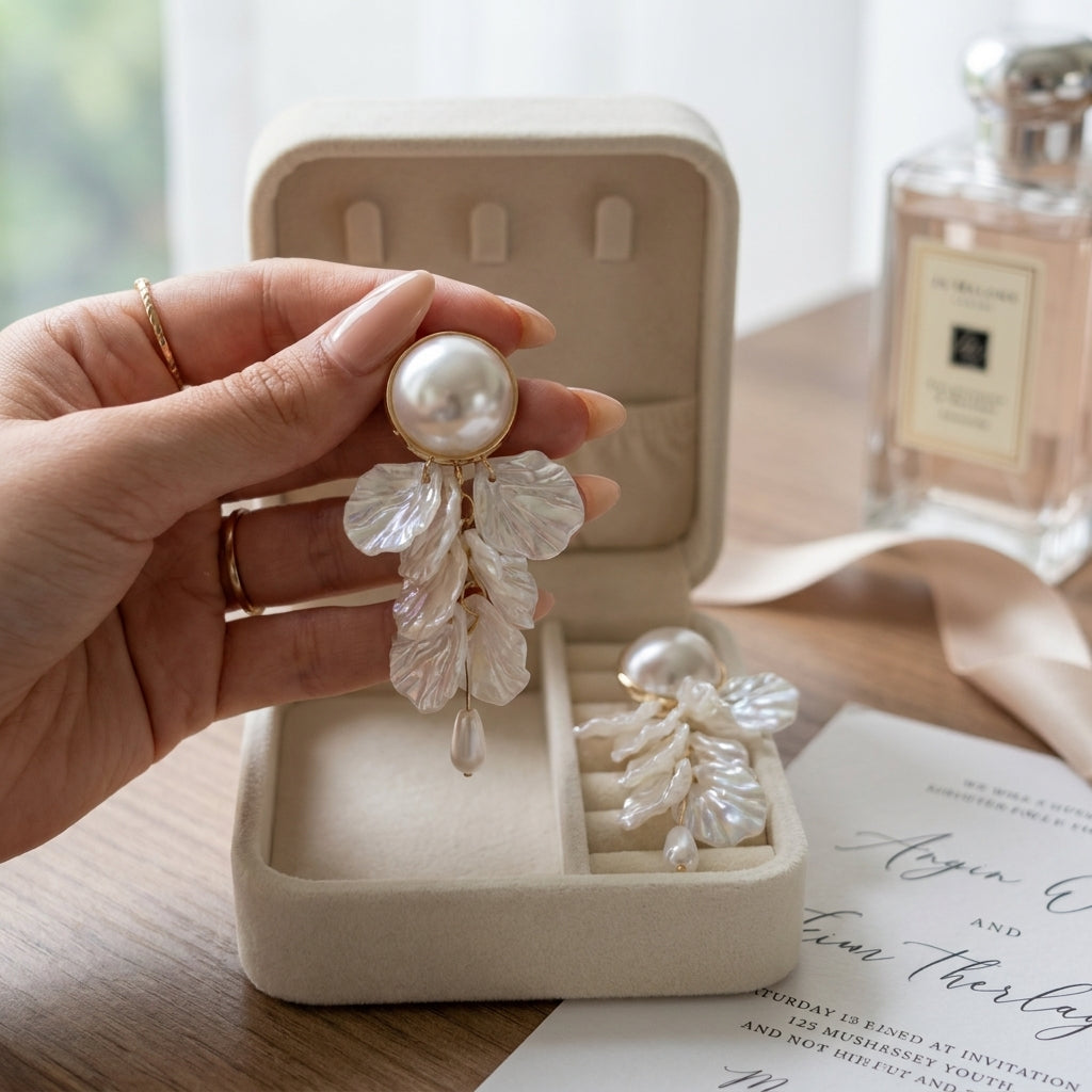 Pearl Petal Cascade Earrings