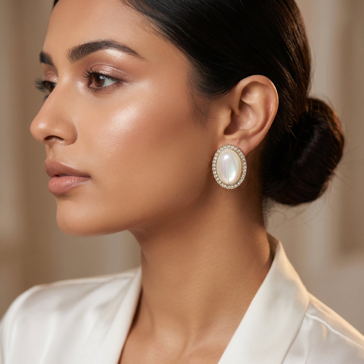 Opaline Halo Pearl Studs