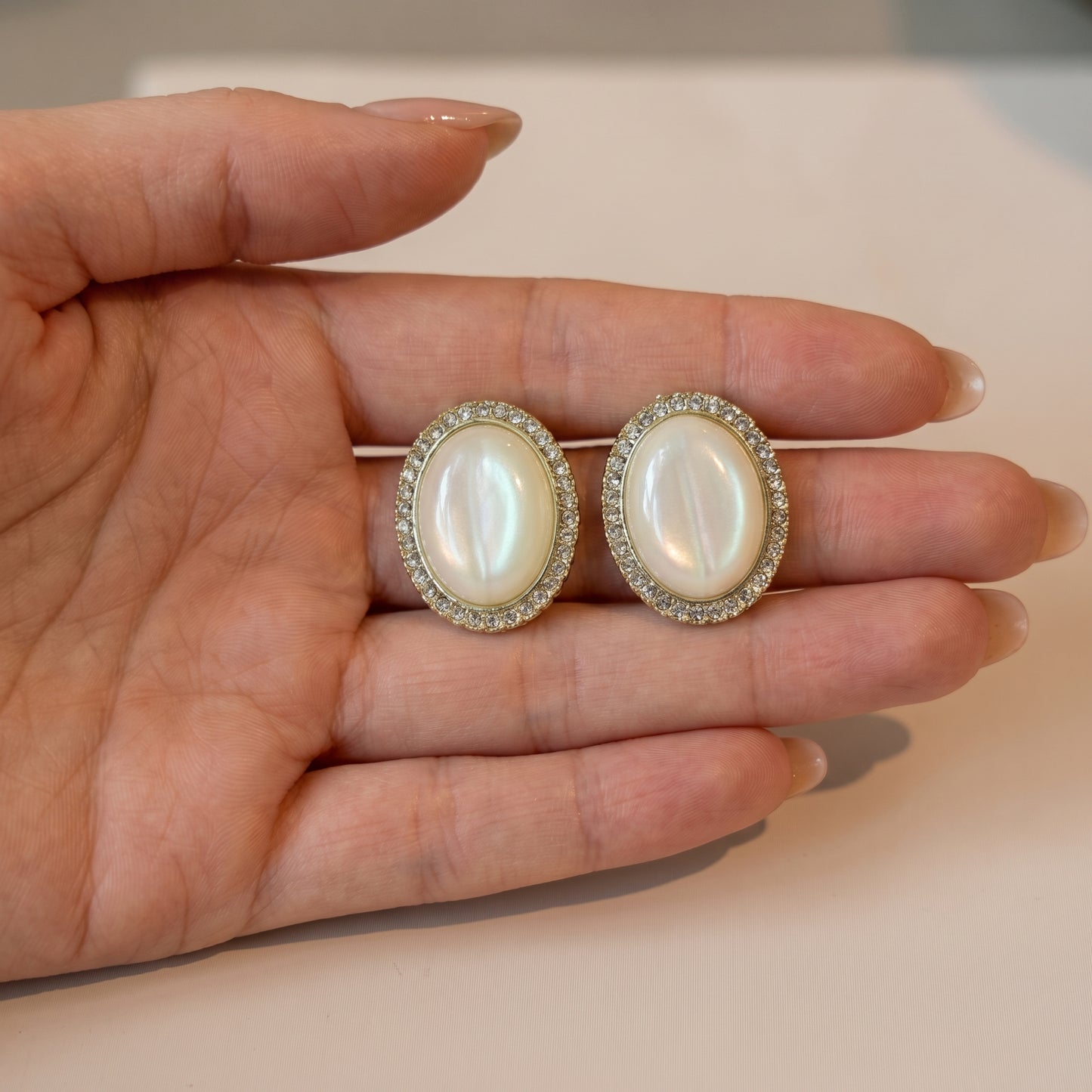 Opaline Halo Pearl Studs