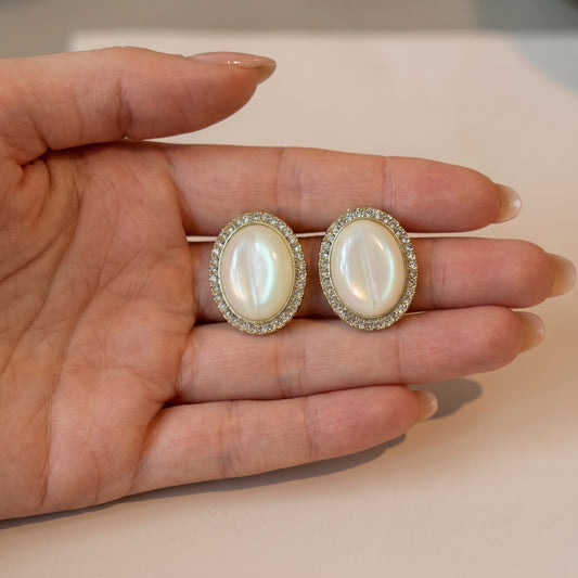 Opaline Halo Pearl Studs