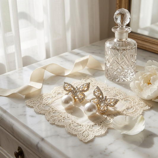 Pearl Butterfly Statement Earrings