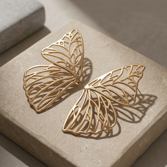 Golden Butterfly Statement Earrings