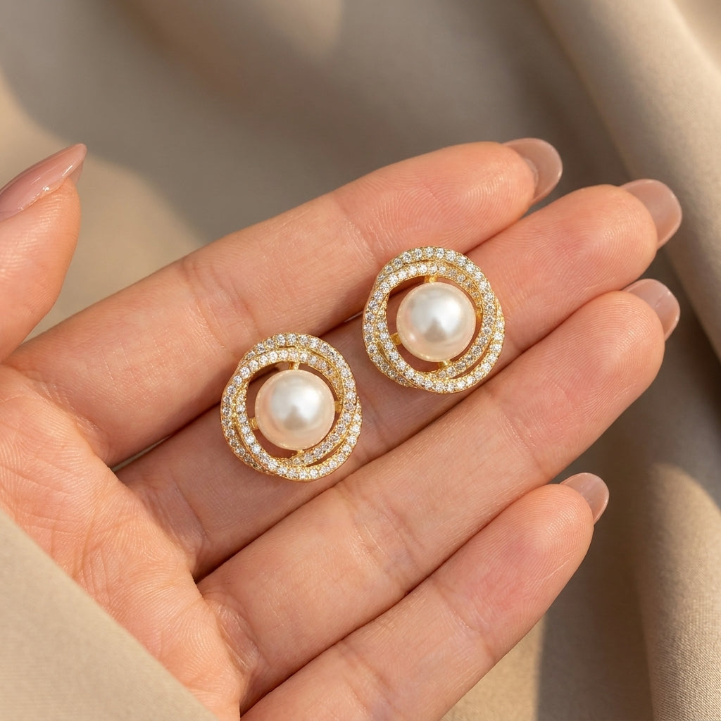 Gold Pearl Stud
