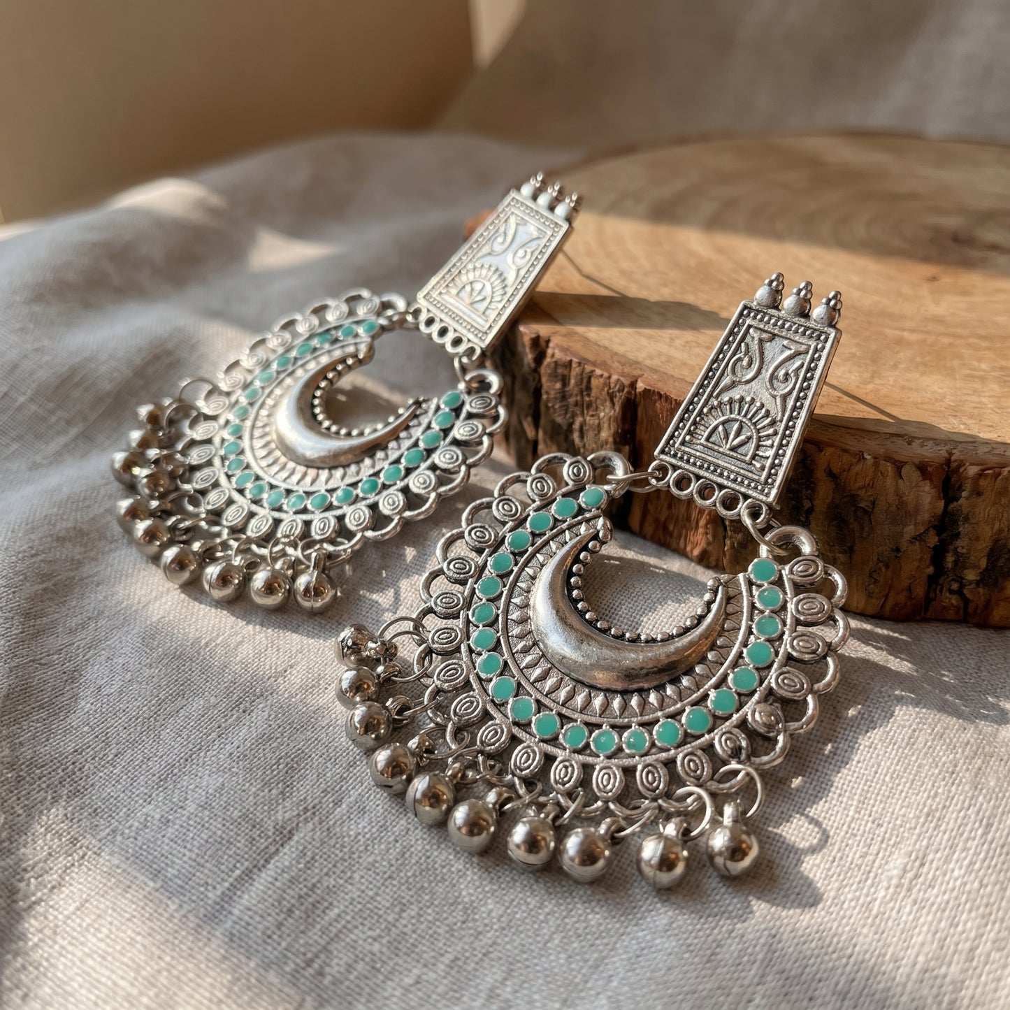 Mint Crescent Earrings