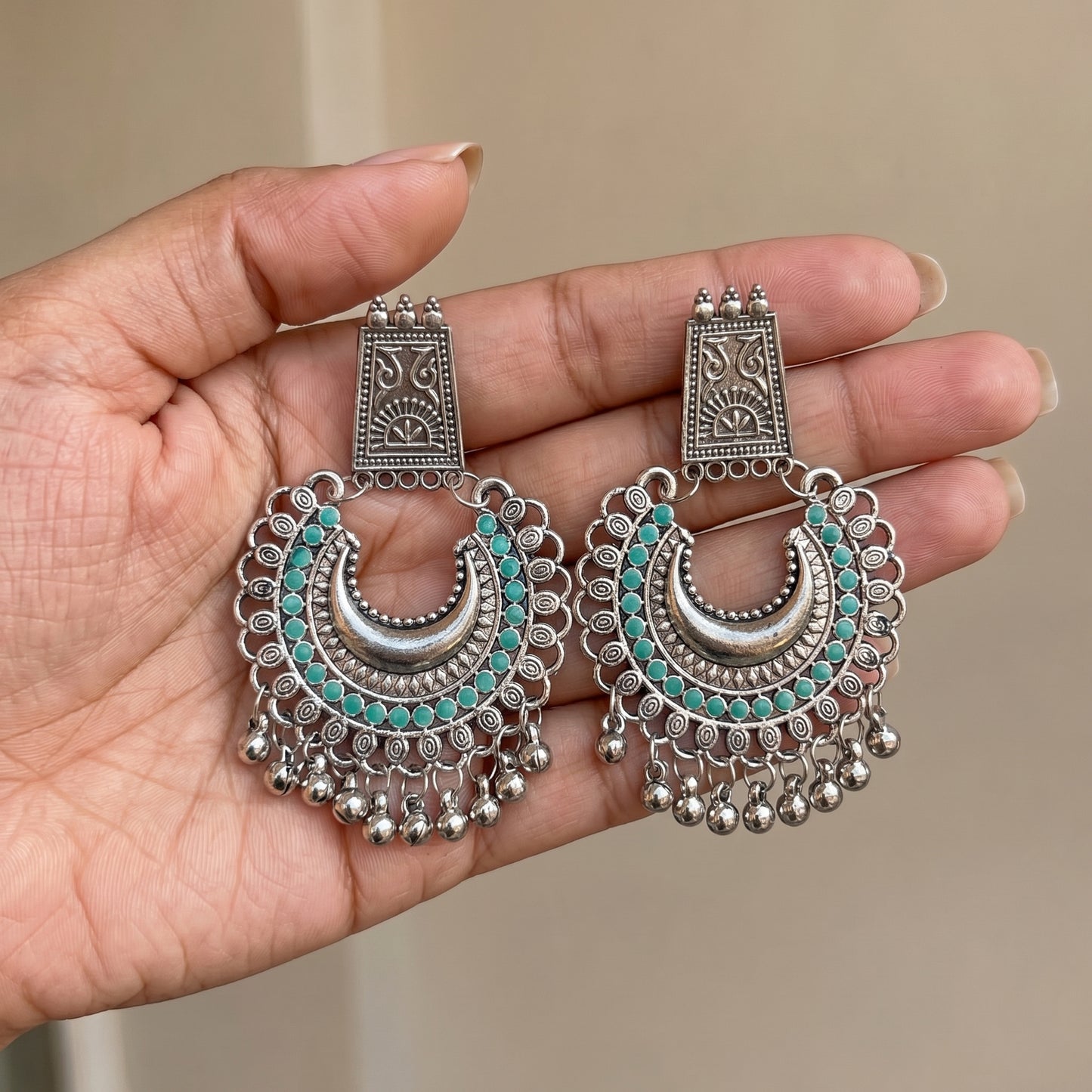 Mint Crescent Earrings