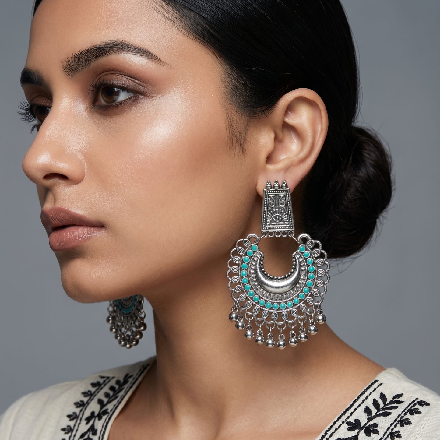 Mint Crescent Earrings