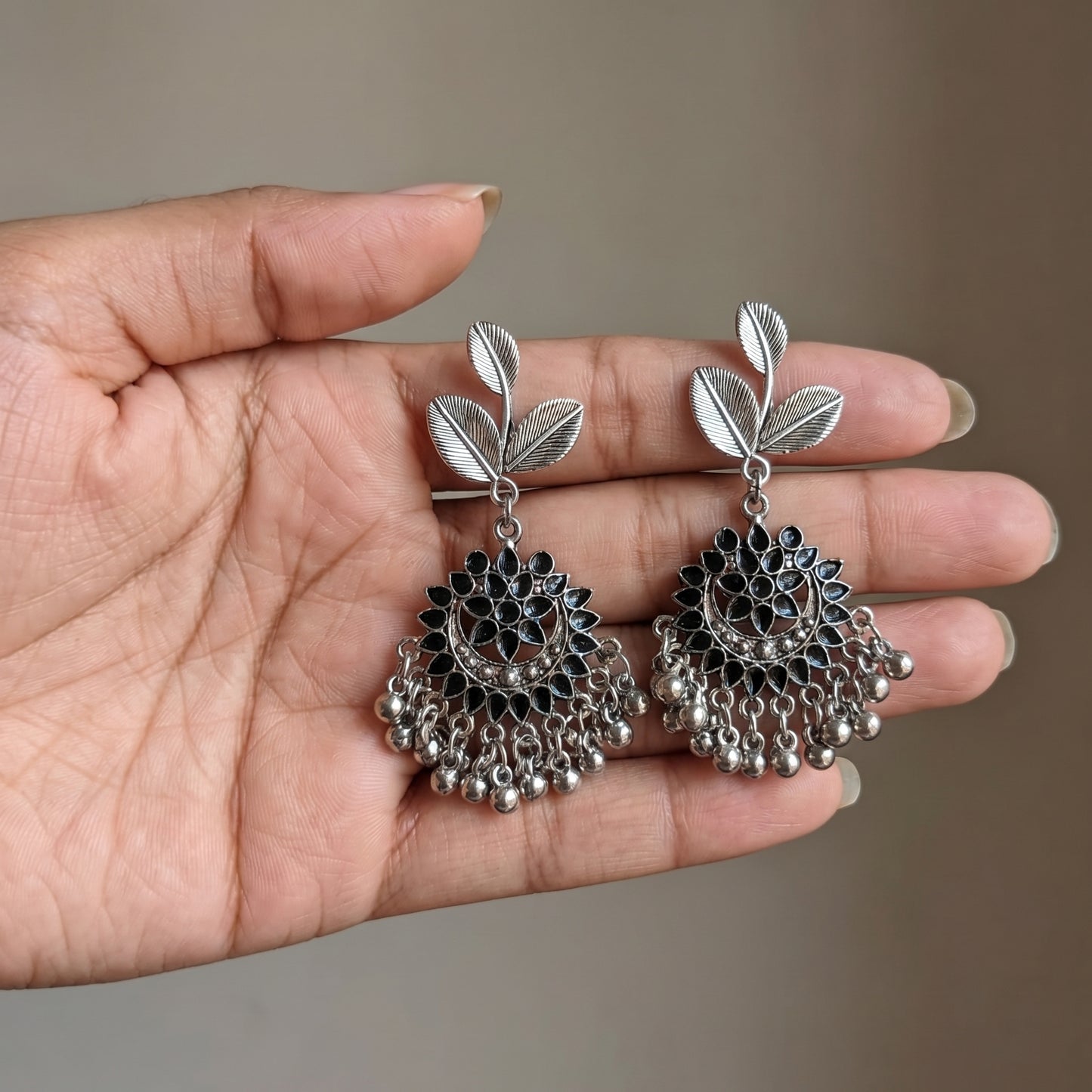Leaf Chandbali Earrings