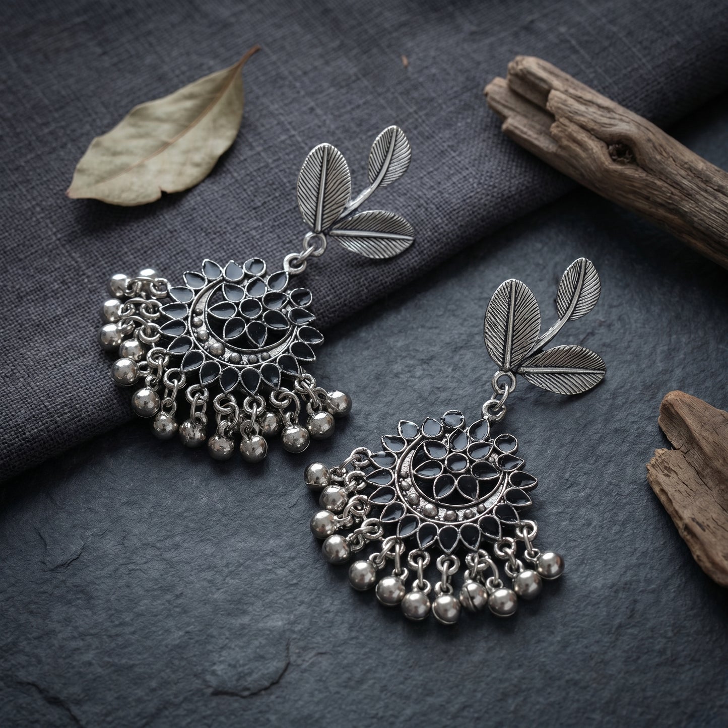 Leaf Chandbali Earrings