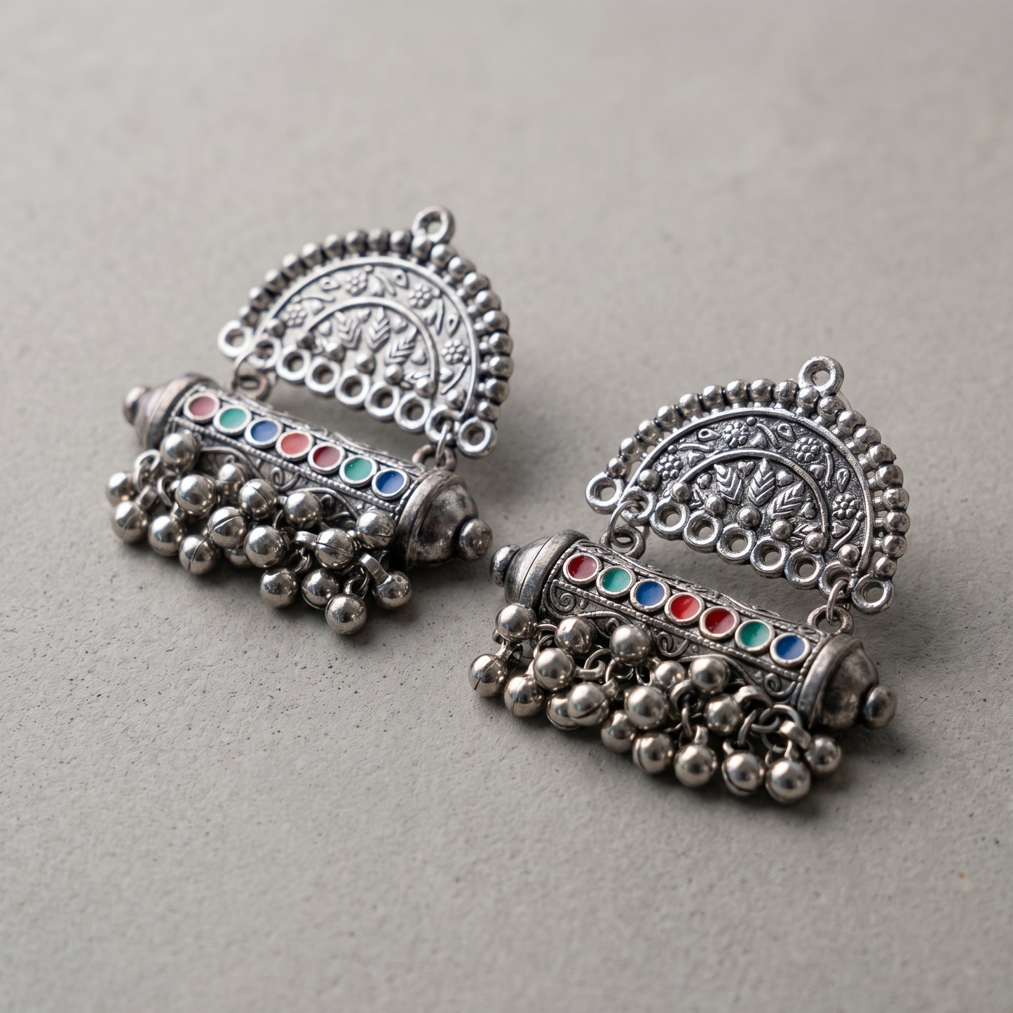 Multi Stone Jhumka Earrings