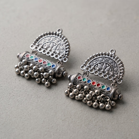 Multi Stone Jhumka Earrings