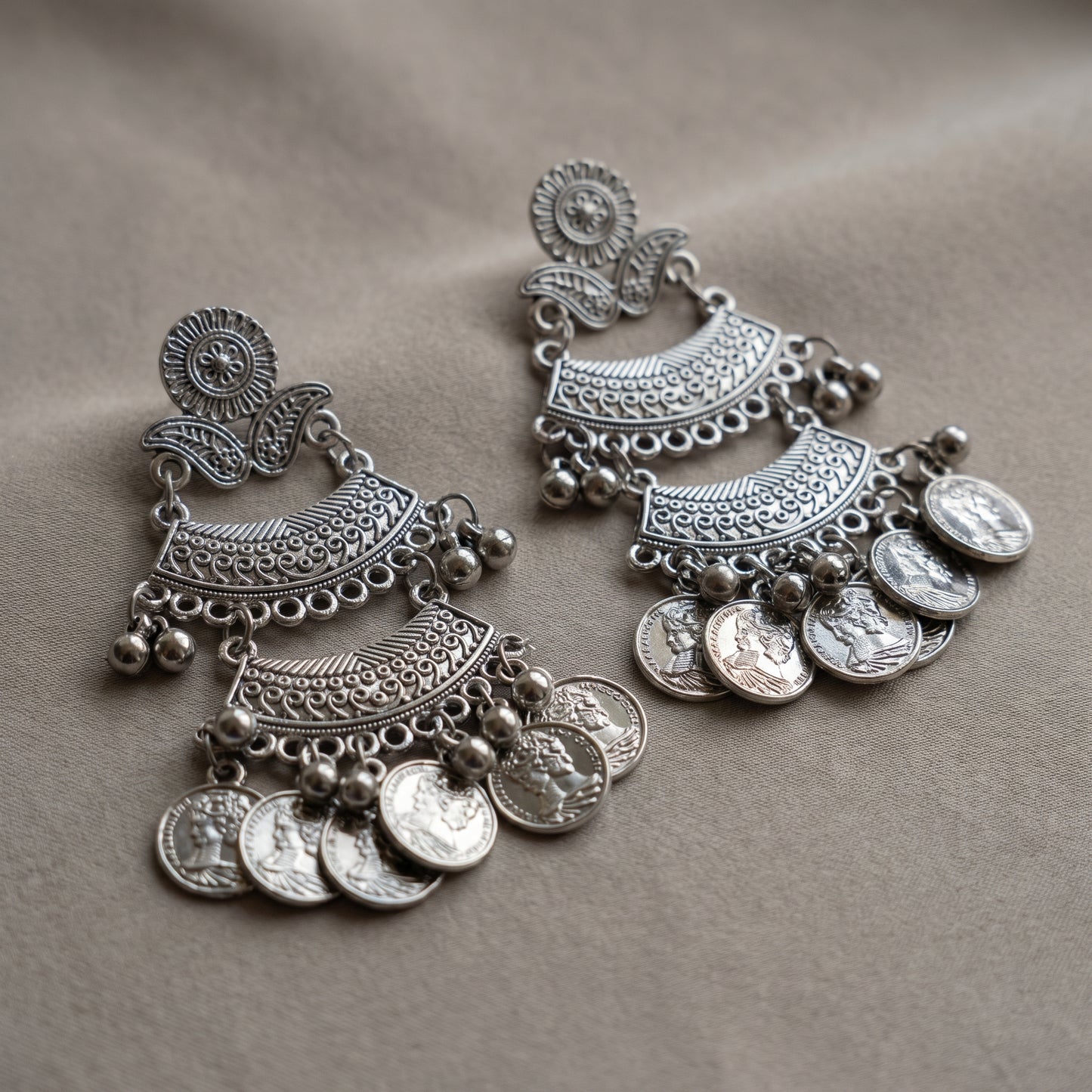 Coin Drop Chand Earrings
