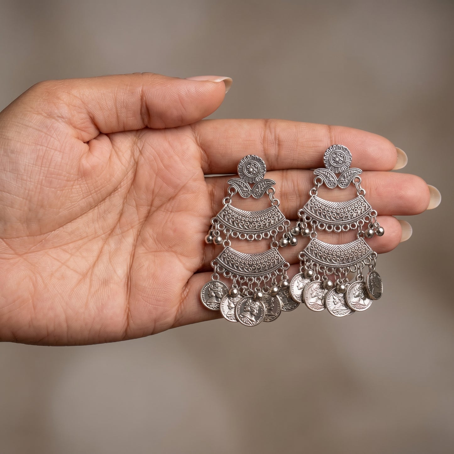 Coin Drop Chand Earrings