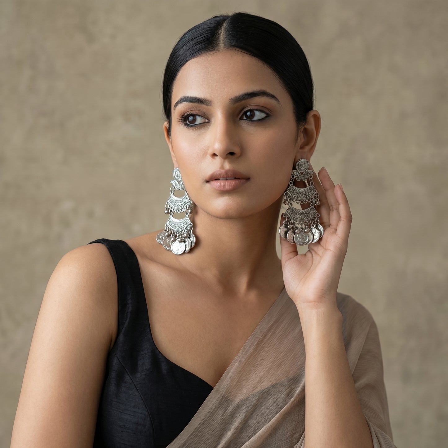 Coin Drop Chand Earrings