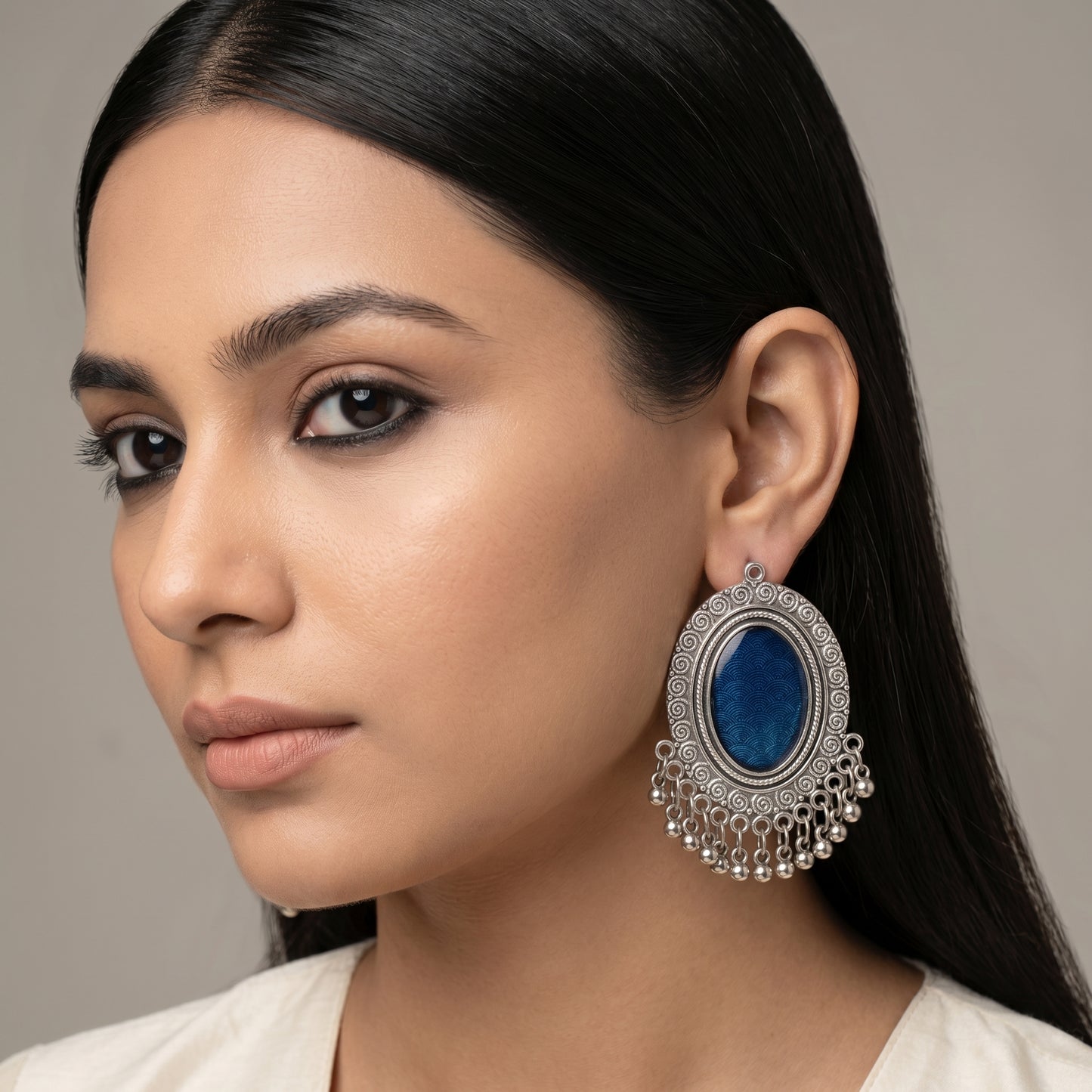 Blue Stone Drop Earrings