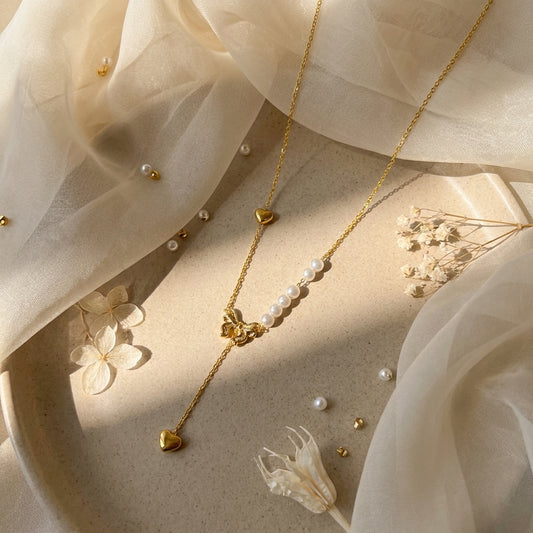 Pearl Heart Drop Necklace