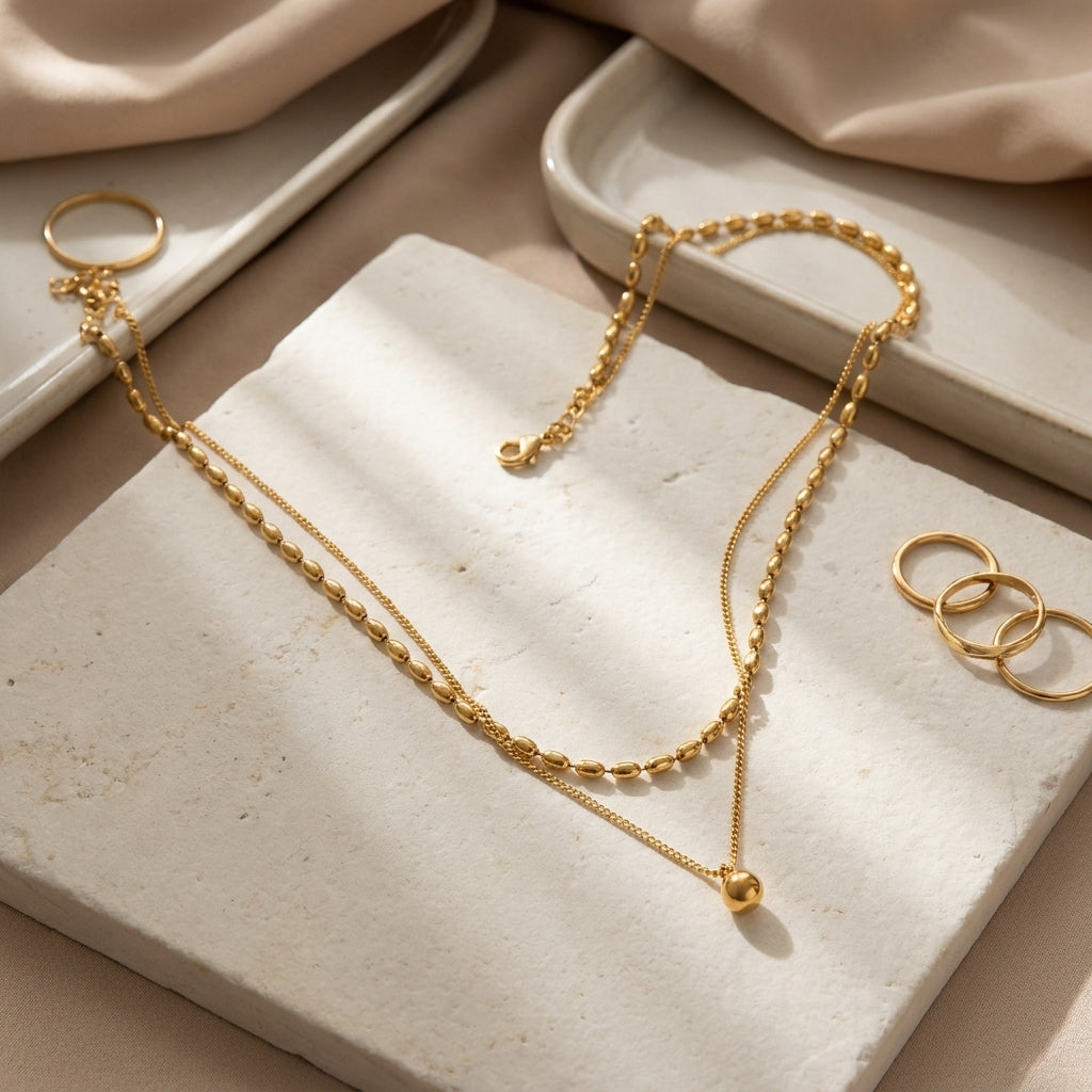 Auric Layered Bead Necklace