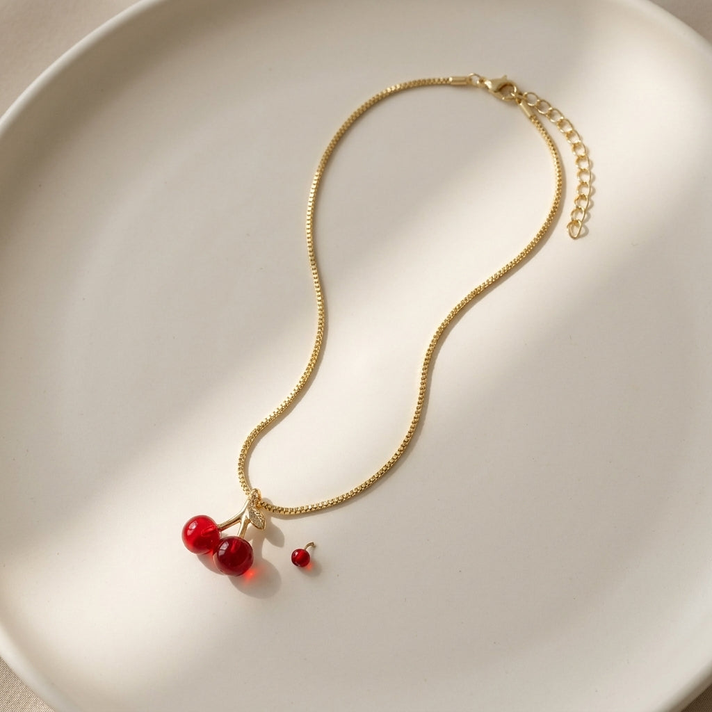 Cherry Glow Pendant Necklace