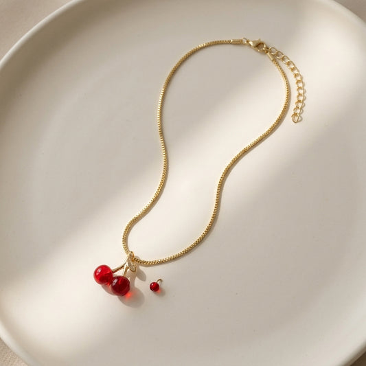 Cherry Glow Pendant Necklace
