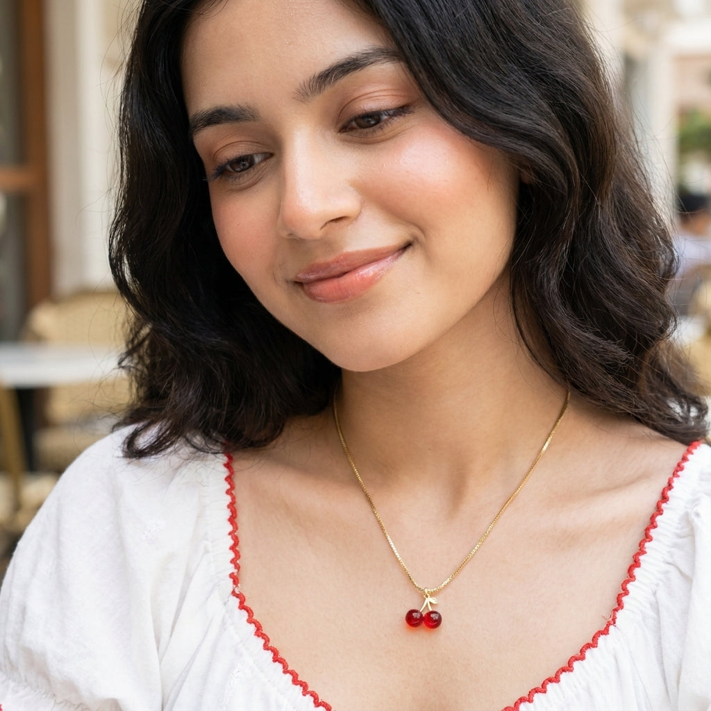 Cherry Glow Pendant Necklace