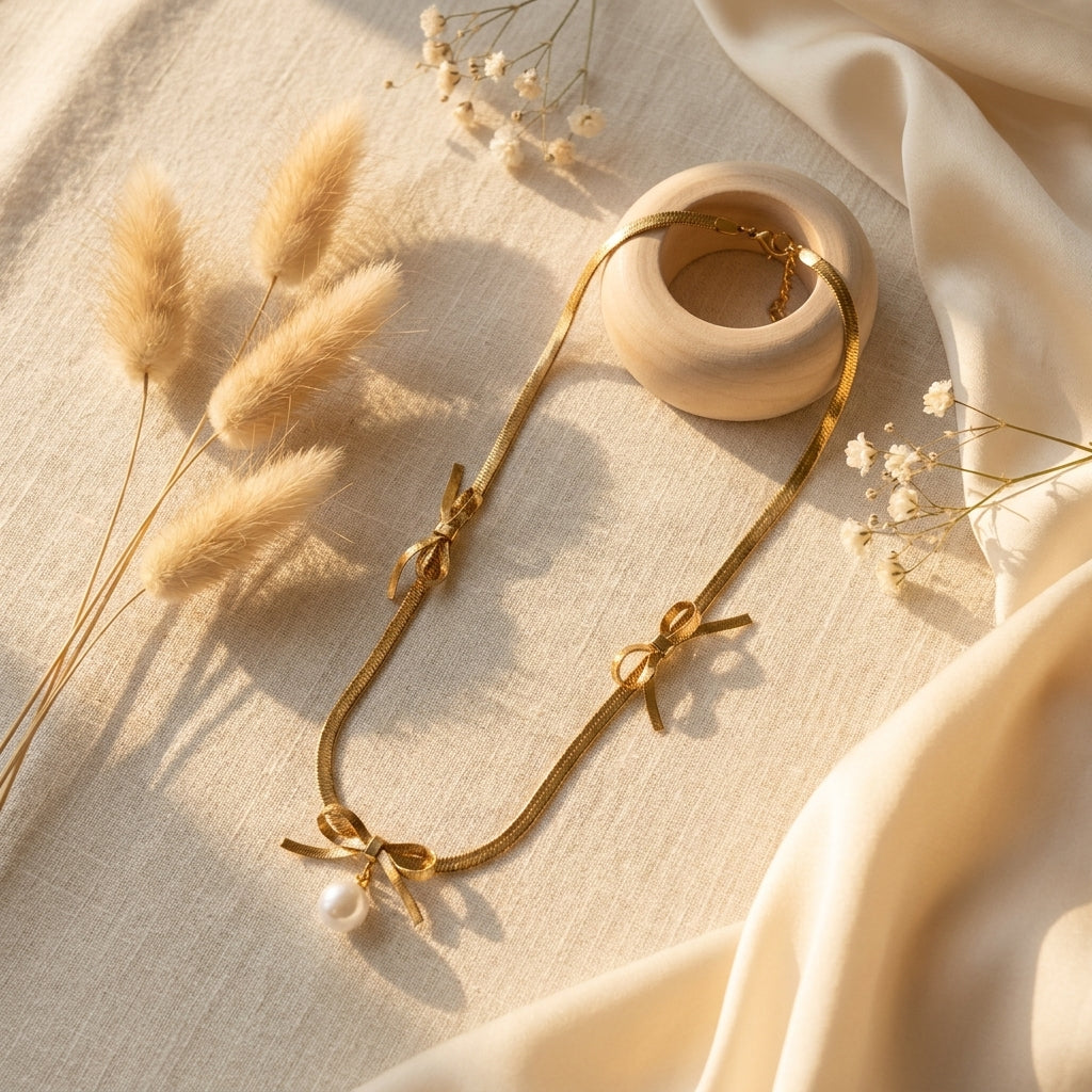 Pearl Whisper Bow Necklace