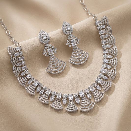 Silver Radiance Statement Necklace Set